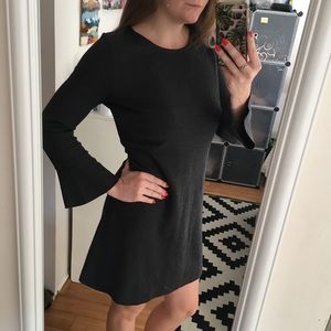Madewell Bell Sleeve Charcoal Sweater Dress